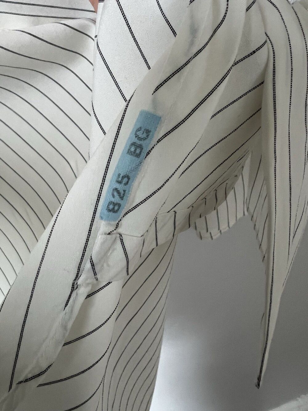 Lafayette 148 Tunic Blouse M/L White Stripe Button Down Lagenlook Artsy Modern - Picture 12 of 16